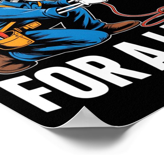 Funny Skeleton Electrician N For A Livin Long Slee ポスター (角)