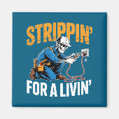 Funny Skeleton Electrician N For A Livin Long Slee マグネット (正面)