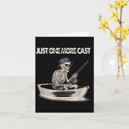 Funny Skeleton Fishing Just One More Cast Quote  カード (黄色い花)