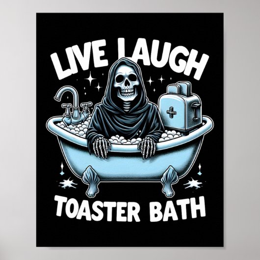 Funny Skeleton Halloween Live Laugh Toaster Th Des ポスター (正面)