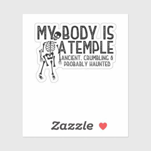 Funny Skeleton Halloween My Body Is A Temple シール (シート)