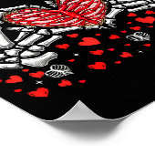 Funny Skeleton Hand Heart Valentines Day Bones Lov ポスター (角)