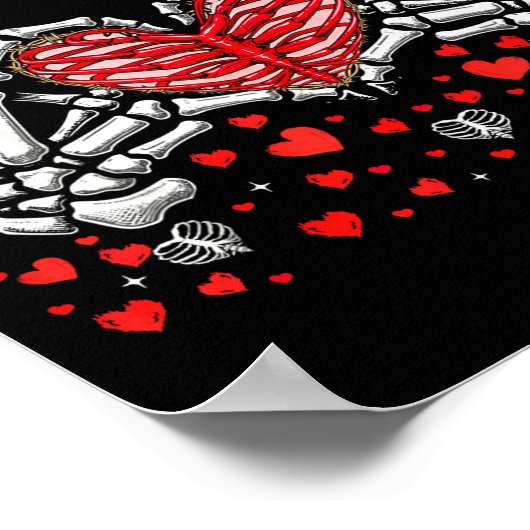 Funny Skeleton Hand Heart Valentines Day Bones Lov ポスター (角)