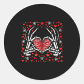 Funny Skeleton Hand Heart Valentines Day Bones Lov ラウンドシール (正面)