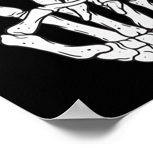 Funny Skeleton Hands Peace Sign Love Halloween Cos ポスター (角)