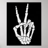 Funny Skeleton Hands Peace Sign Love Halloween Cos ポスター (正面)