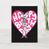 Funny Skeleton Heart Valentine’s Day In Retro Birt カード (正面)
