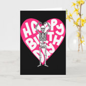 Funny Skeleton Heart Valentine’s Day In Retro Birt カード (黄色い花)