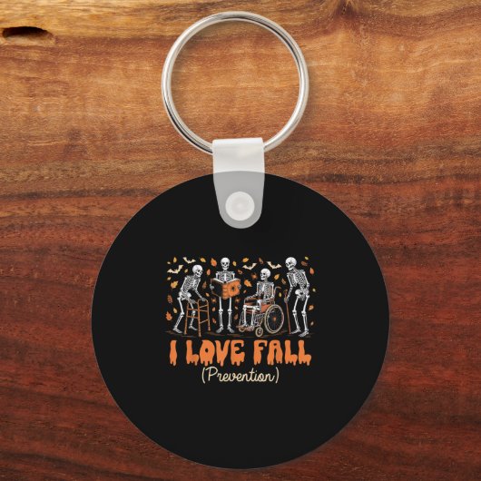 Funny Skeleton I Love Fall Prevention Fall Physica キーホルダー (正面)