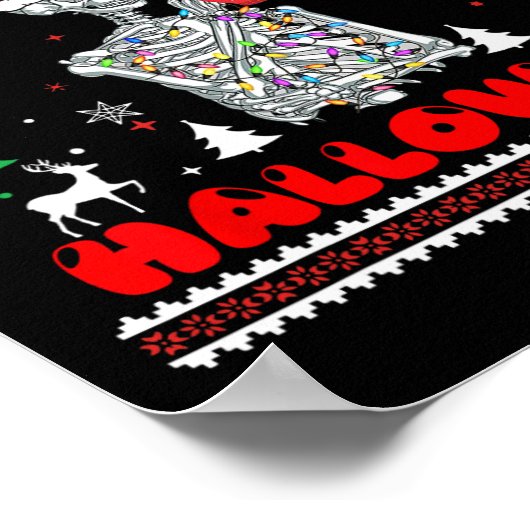 Funny Skeleton I Prefer Halloween Ugly Christmas S ポスター (角)