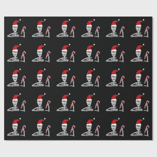 Funny Skeleton in Santa hat Christmas ラッピングペーパー (フラット)