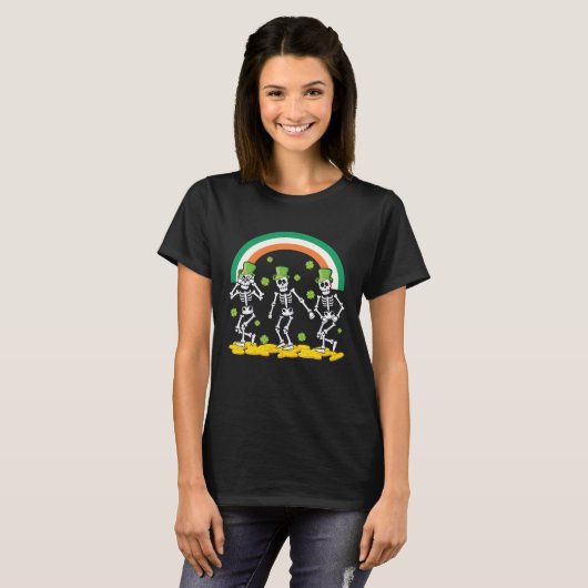 Funny Skeleton Leprechaun Griddy Dance St Patricks Tシャツ (正面フル)