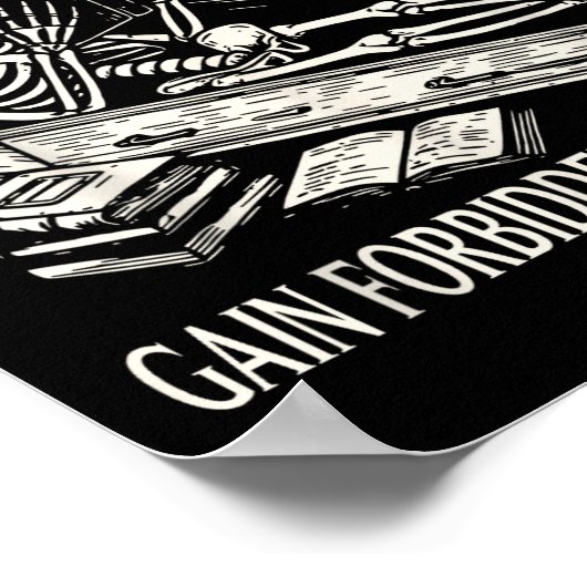 Funny Skeleton Read Banned Books Gain Forbidden Kn ポスター (角)