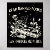 Funny Skeleton Read Banned Books Gain Forbidden Kn ポスター (正面)