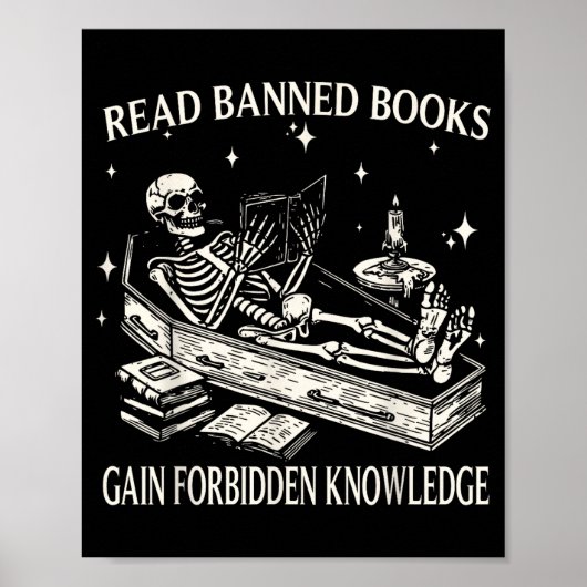 Funny Skeleton Read Banned Books Gain Forbidden Kn ポスター (正面)