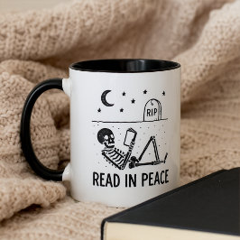 Funny Skeleton Read in Peace for Avid Book Readers マグカップ