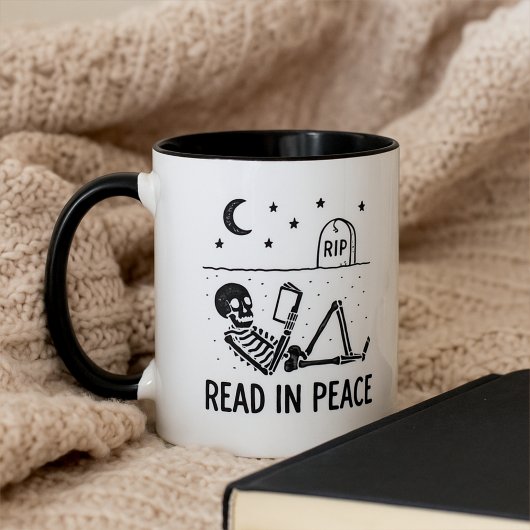 Funny Skeleton Read in Peace for Avid Book Readers マグカップ
