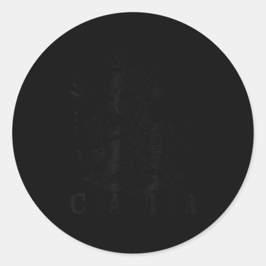 Funny Skeleton Reading Book Just One More Chapter  ラウンドシール (正面)