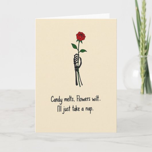 Funny Skeleton Rose Nap Card カード (正面)