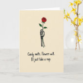 Funny Skeleton Rose Nap Card カード (黄色い花)
