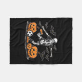 Funny Skeleton Soccer Men Boys Kids Halloween Cost フリースブランケット (正面(横))
