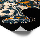 Funny Skeleton Soccer Men Boys Kids Halloween Cost ポスター (角)