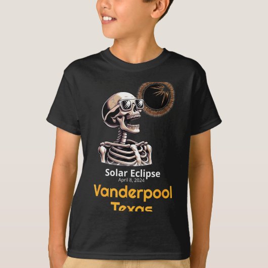 Funny Skeleton Solar Eclipse Vanderpool Texas Tシャツ (正面)