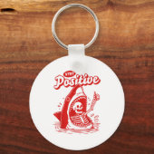 Funny Skeleton Stay Sitive Shark Beach Motivationa キーホルダー (正面)