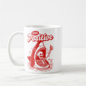 Funny Skeleton Stay Sitive Shark Beach Motivationa コーヒーマグカップ (左)