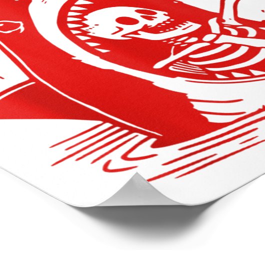 Funny Skeleton Stay Sitive Shark Beach Motivationa ポスター (角)