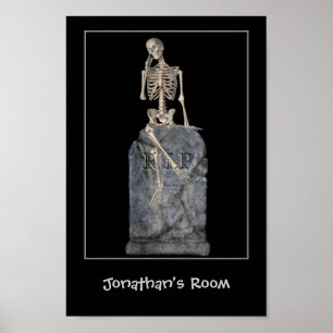 Funny Skeleton Tombstone Kids Room Personalized ポスター