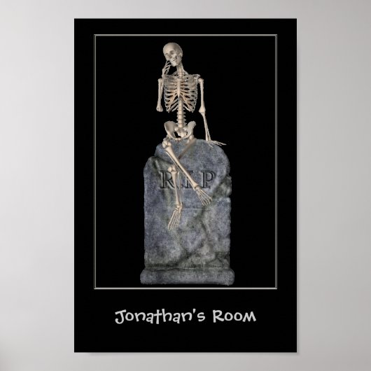 Funny Skeleton Tombstone Kids Room Personalized ポスター (正面)