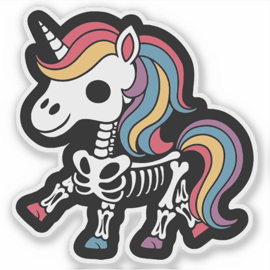 Funny Skeleton Unicorn Lovers Spooky Halloween シール (正面)
