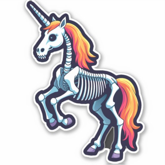 Funny Skeleton Unicorn Lovers Spooky Halloween Cos シール (正面)