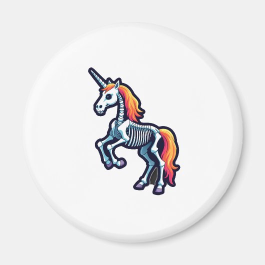 Funny Skeleton Unicorn Lovers Spooky Halloween Cos マグネット (正面)
