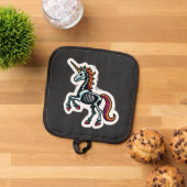 Funny Skeleton Unicorn Lovers Spooky Halloween Cos 鍋敷き (トップダウン)