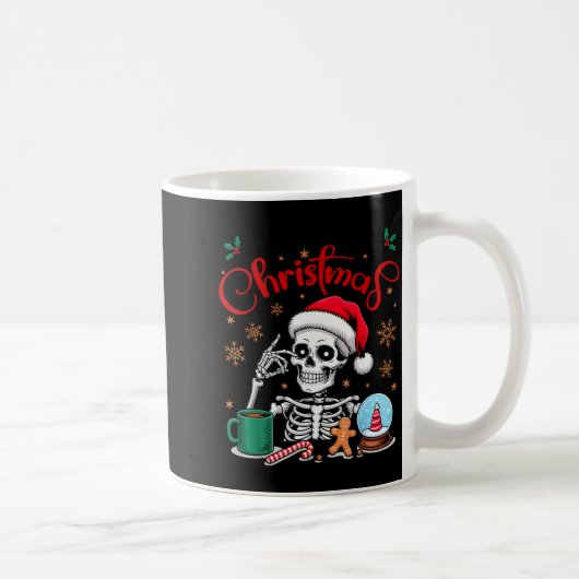 Funny Skeleton Waiting For Christmas Kids Men Wome コーヒーマグカップ (右)