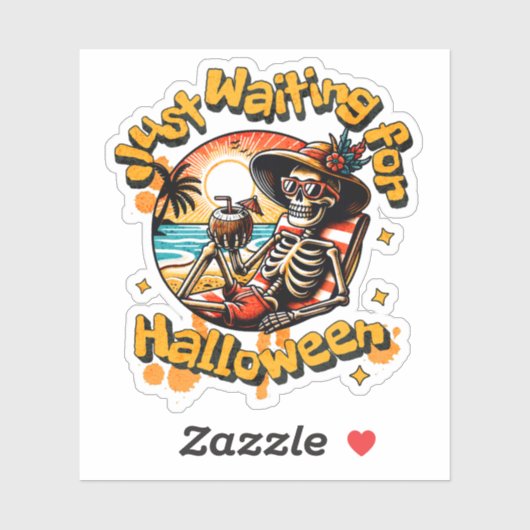 Funny Skeleton Waiting for Halloween Beach Vibe シール (シート)