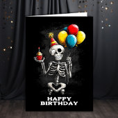 Funny Skeleton with Balloons Birthday カード