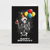 Funny Skeleton with Balloons Birthday カード (正面)