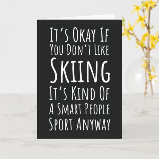 Funny Ski Cards Skiing Humor Humorous Skier カード (黄色い花)