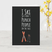 Funny Ski Cards Skiing Humor Skier Winter Sports カード (黄色い花)