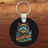 Funny Skiing Cat Gift Snowboarder Accessories Uni- キーホルダー (正面)