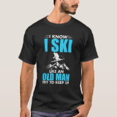 Funny Skiing Design For Grandpa Men Mountain Ski L Tシャツ (正面)