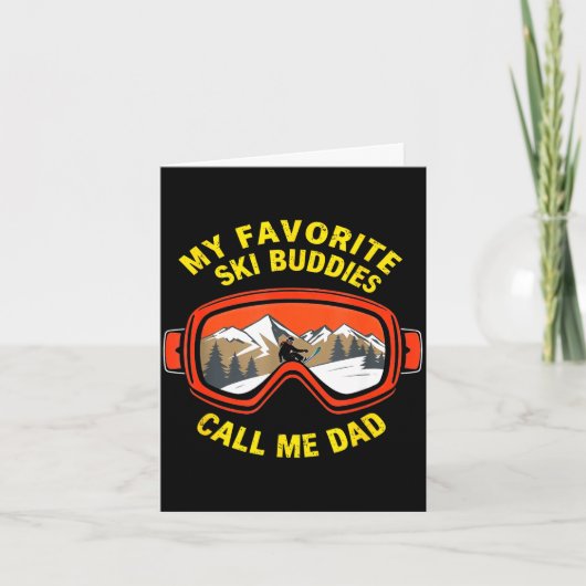 Funny skiing favorite ski buddies call dad fathers カード (正面)