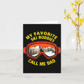Funny skiing favorite ski buddies call dad fathers カード (黄色い花)