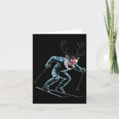 Funny Skiing Reindeer Ski Winter Srt Snowboarder S カード (正面)