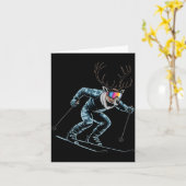 Funny Skiing Reindeer Ski Winter Srt Snowboarder S カード (黄色い花)