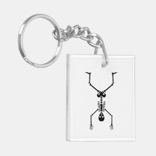 Funny skull doing handstand キーホルダー (正面左)