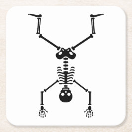 Funny skull doing handstand スクエアペーパーコースター